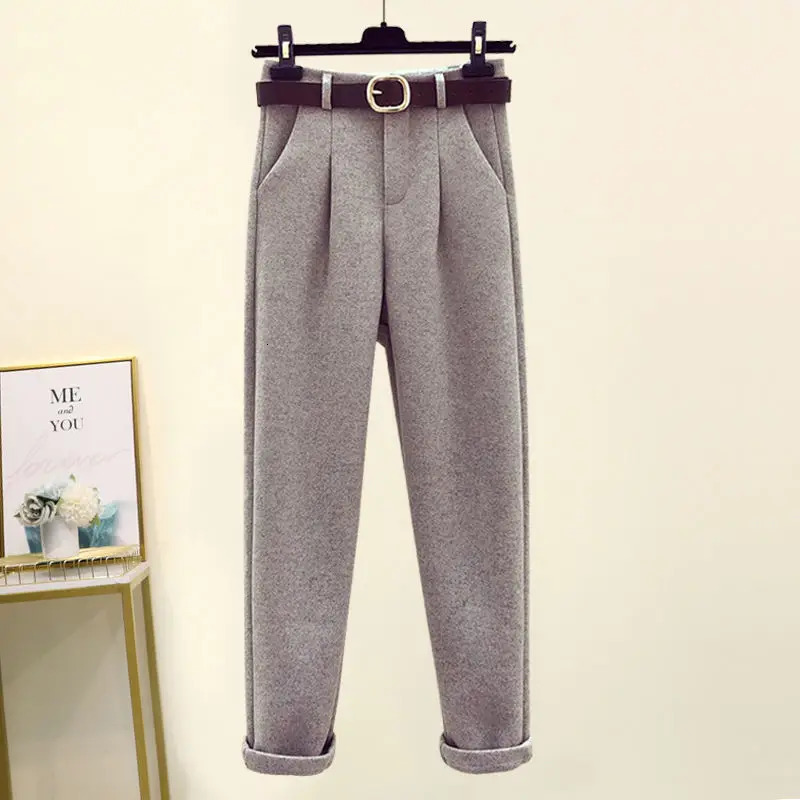 Korean style belt decoration retro jacket casual pants twopiece elegant womens office set 241115