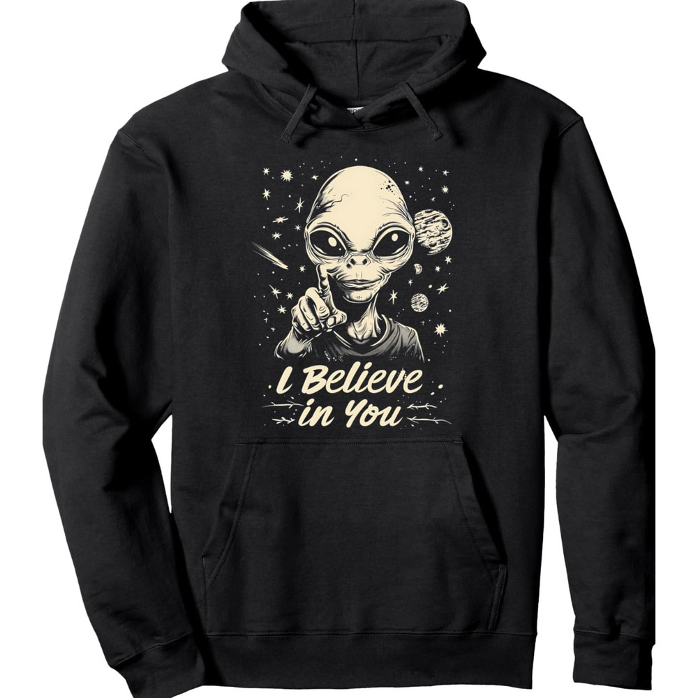 Hoodie for Mens Womens Alien Believe Space Galaxy Planets UFO Funny Gifts Graphic Pullover Hoodie Graphic Hoodies sweatshirt