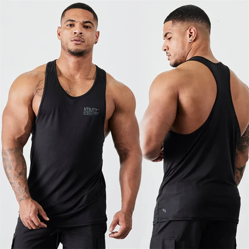 Summer Mens Sports Fitness Tank Top Jogger Gym Running Training clothing Sleeveless T-Shirt Quick Breathable Elastic Vest 240402