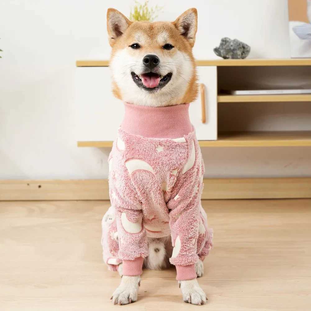 New Arrival Soft dog pajamas 4 legs warm wool stretchy dog pajamas Onesie pet pajamas Fl body cover dog jumpsuit Z241116