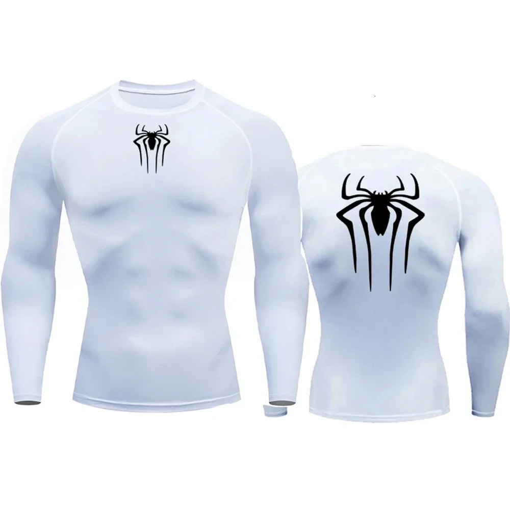 Mens Compression Spider Printed TShirt Sports Muscle Fitness Tight Quickdrying Long Sleeve Breathable Gym Bottoming Clothes 241115