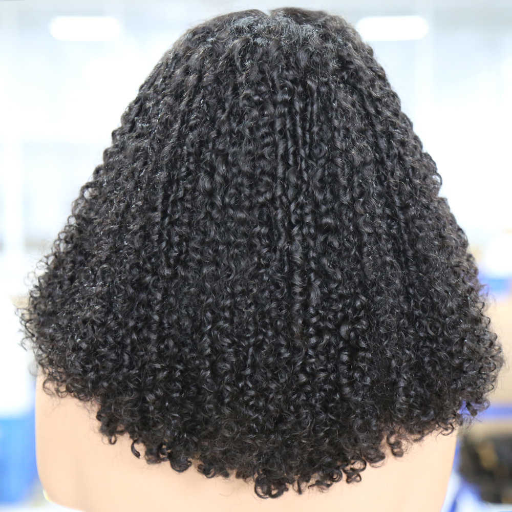 High Density Pixie Curl Soft Long 4X4 Lace Wig Natural Color Lace Front Wig for Women Babyhair Preplucked