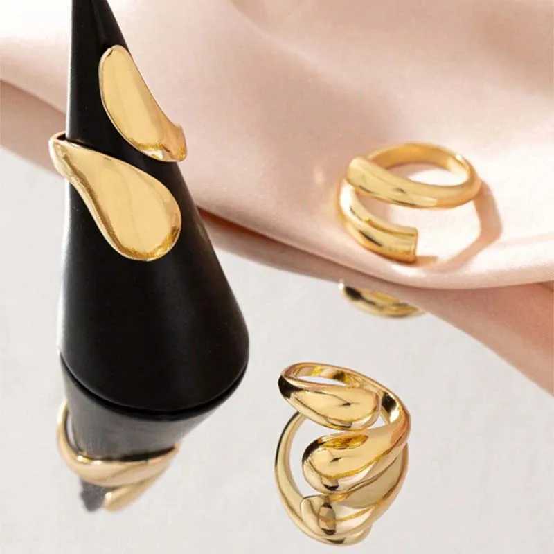3 pieces/set of retro gold water droplet rings for womens fashion creativity metal smooth geometry adjustable open ring jewelry W250111