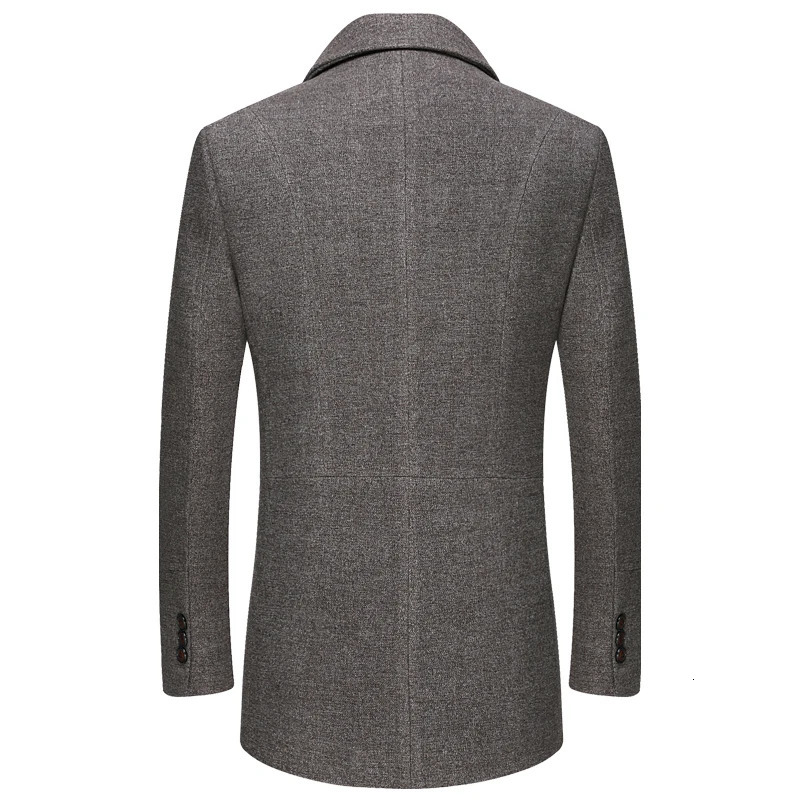 Mens Business Smart Casual Woolen Jacket Turn Down Collar Wool Coat Thicken Warm Male Blends Trench Windbreaker 241115