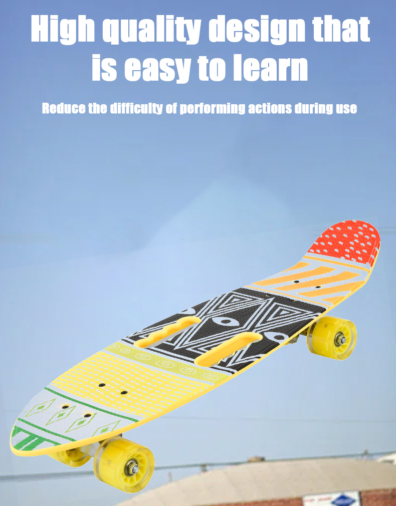 Skateboard fishboard PP board aluminium alloy bracket flash PU wheel big wheel with carry handle stable wear-resistant wholesalers