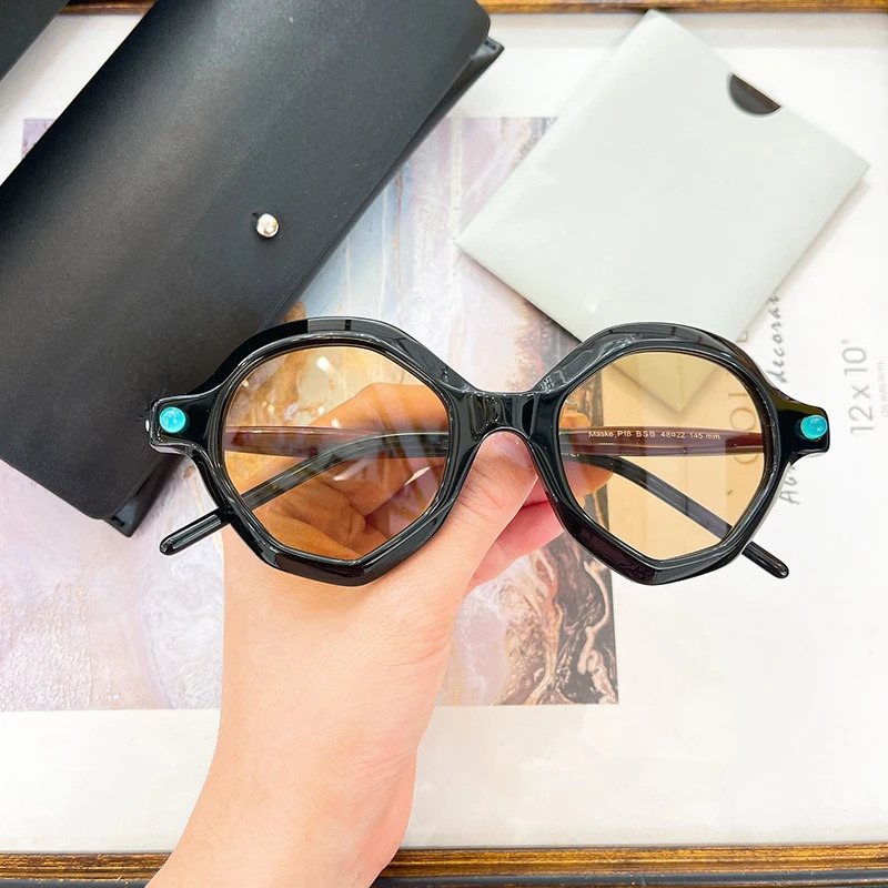 Y2K Style Maske P18 Round Acetate Handmade Sunglasses For Men Women Personalized High Quality er Eyeglasses UV400 241116