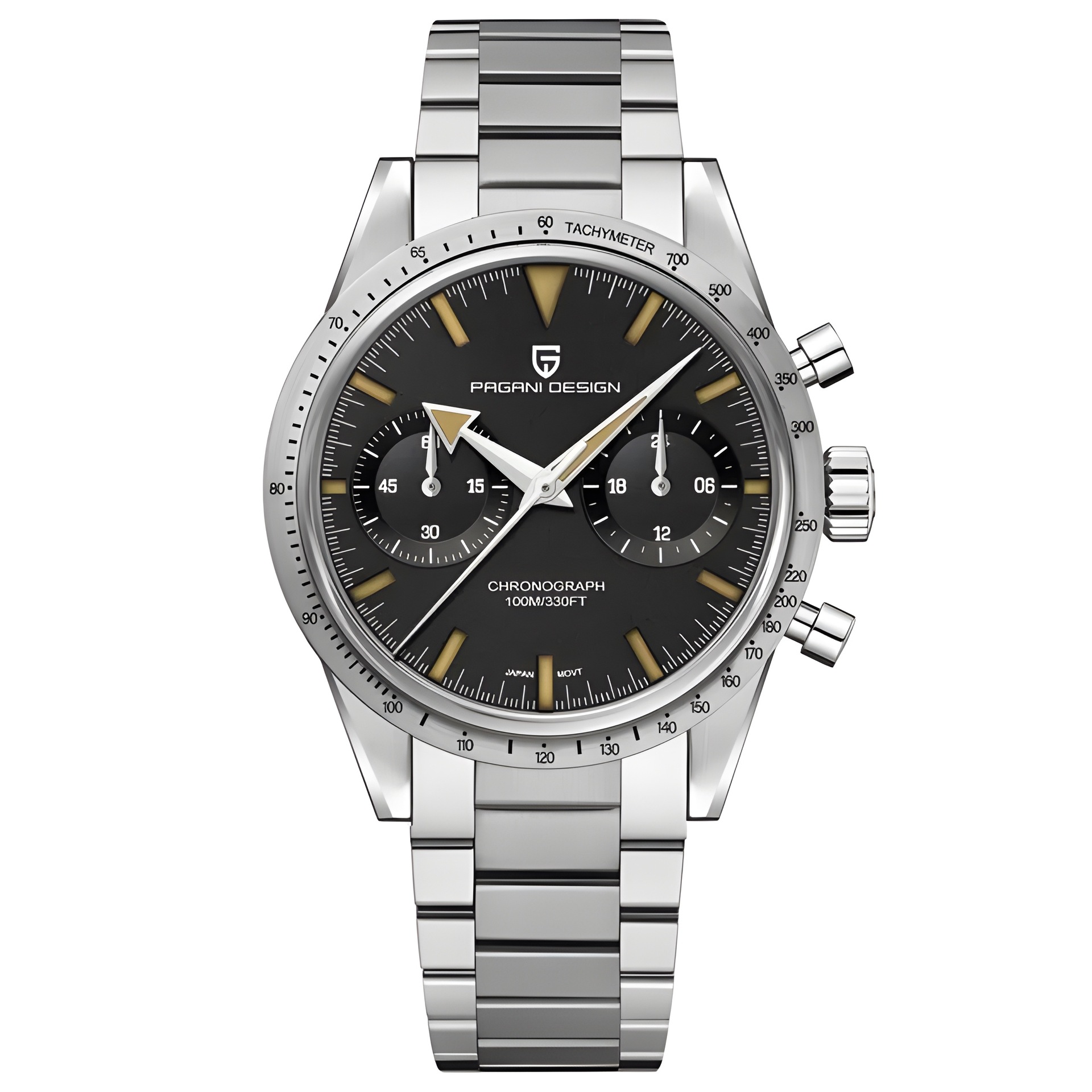 PAGANI DESIGN 2024 Mens watches Moon Quartz Watch men speed Sport waterproof Chronograph AR Sapphire VK64 Steel Retro Luminous