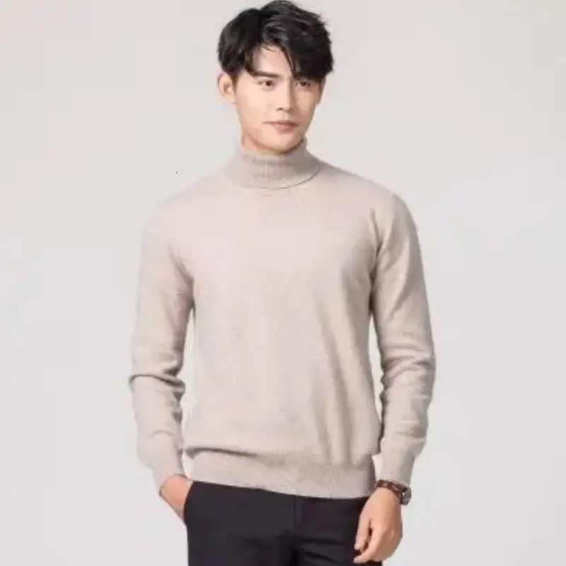 Cashmere cotton blended navy blue collar mens sweater for autumn and winter daily high jumper knit drawstring 241115
