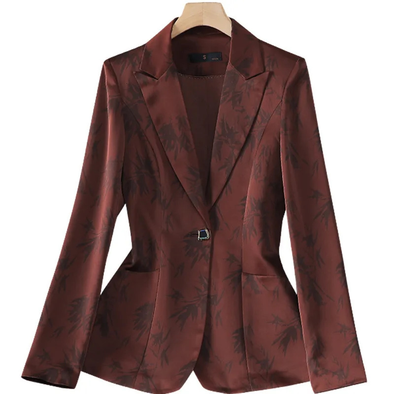Leaf Print Blazer Pantsuits set suitable for womens offices business single button formal spring and autumn Trouser 241115