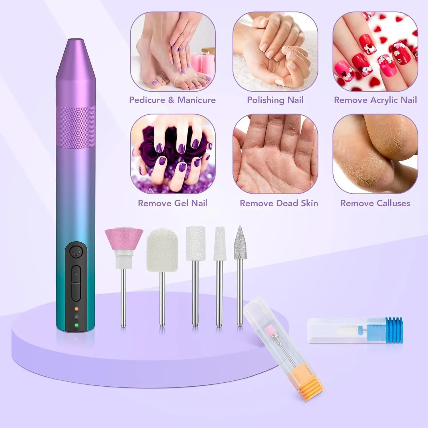 Cordless Electric Nail Drill Portable Electric Nail File kit Rechargeable Nail Drill Machine for Acrylic Gel Nails High-Grade 241115