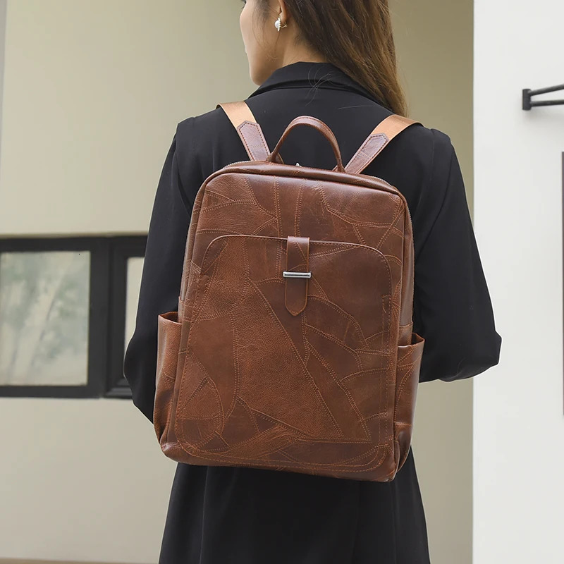 Women PU Leather Shoulder Bag Large Capacity Backpack School Bags For Teenage Girls Ladies Travel Bagpack Mochila Feminina SAC 241115