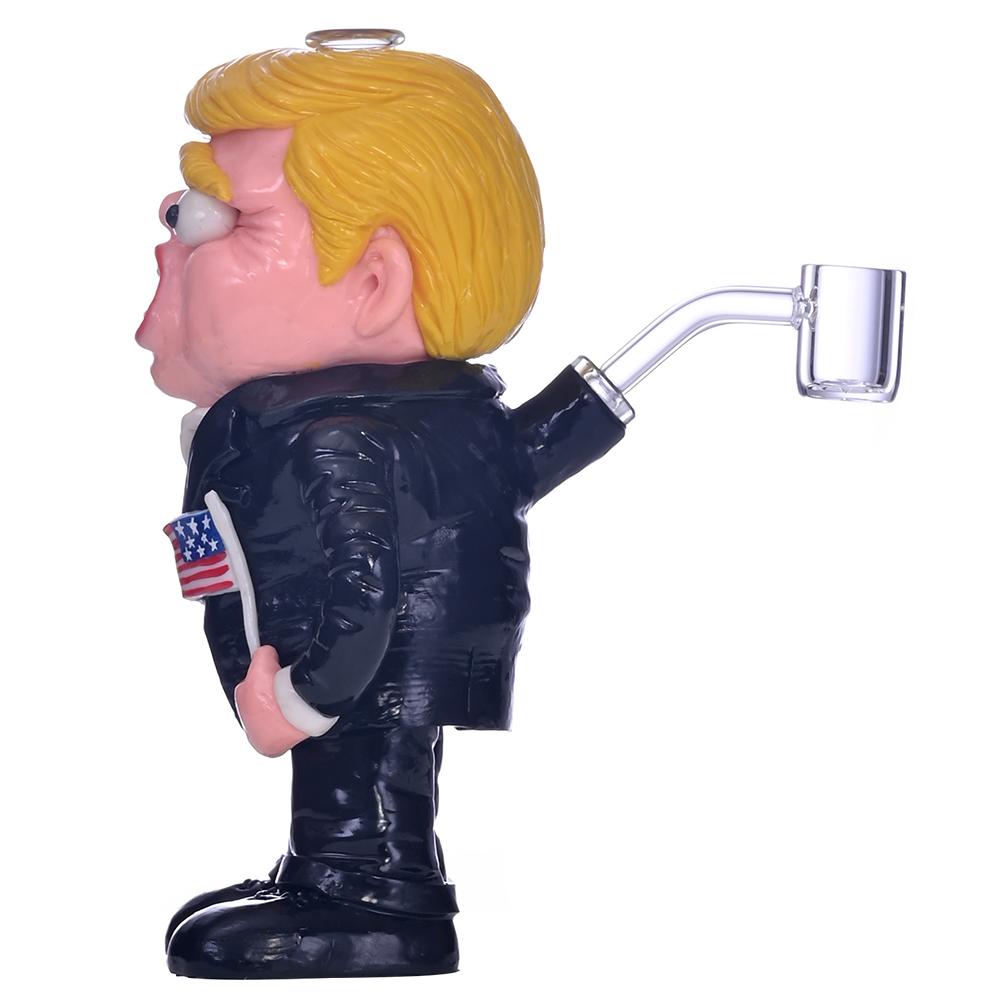 7.9in,Colored Polymer Clay Glass Pipe,Handmade Kneading 3D Cute Trump Bong,US Presidential Election,Borosilicate Glass Hookah,Glass Water Pipe,Smoking