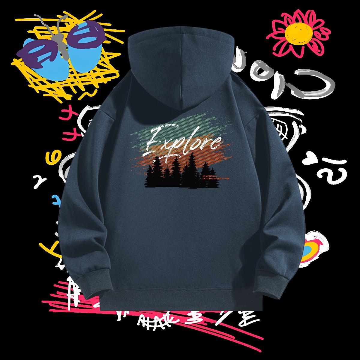 2024 Autumn Winter Hoodie For Man Breathable Drawstring Free Shipping Mens Hoodie US Plus Size Tops Hoody Street Cotton 350g