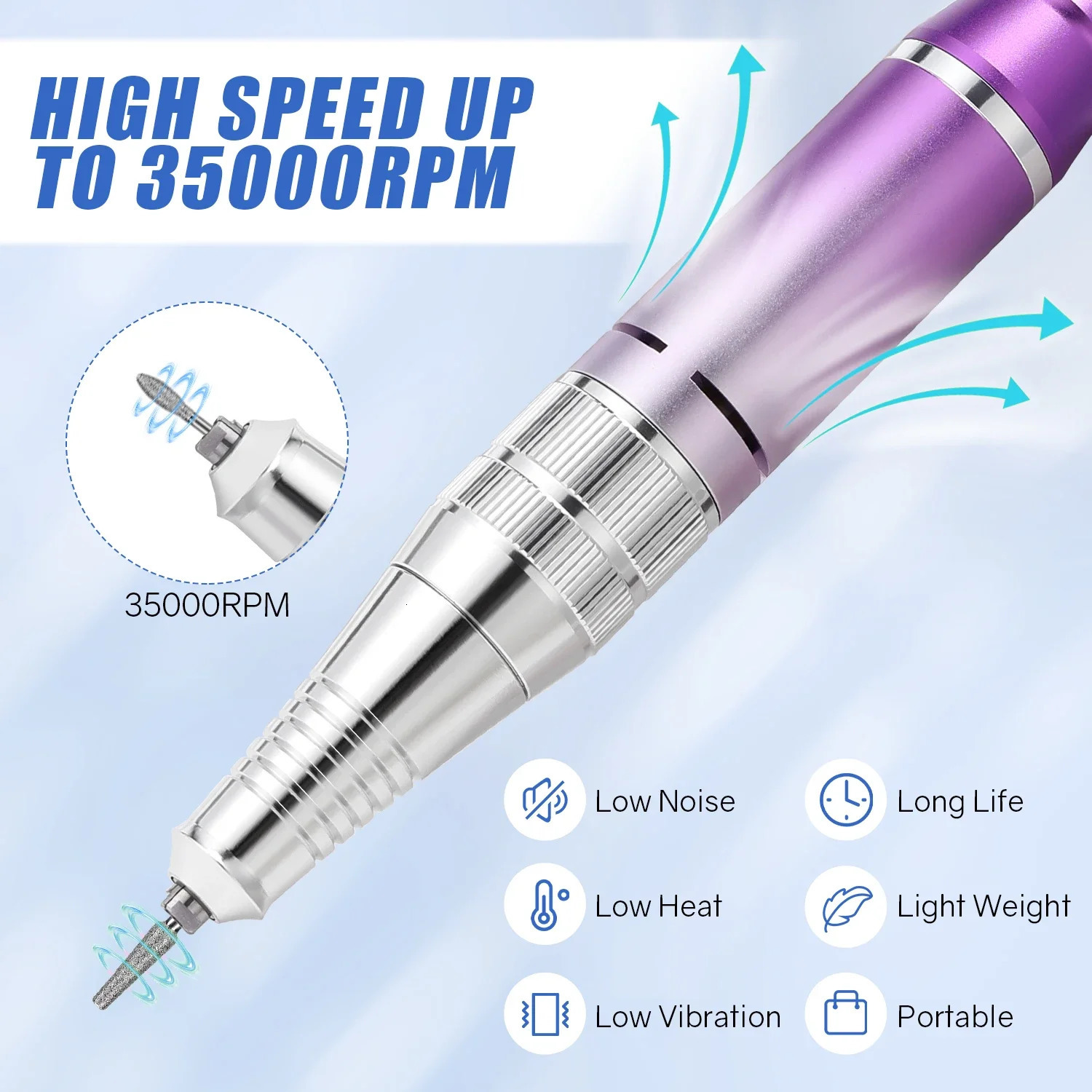 35000RPM Rechargeable Electric Nail Drill Machine Set Professional Nails Polish Sander File Accessories Kit for Manicure Tools 241115