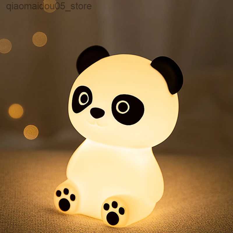 Lamps Shades Panda night light silicone atmospheric light bedroom light sleep light eye protection rechargeable bedside light decoration childrens gif