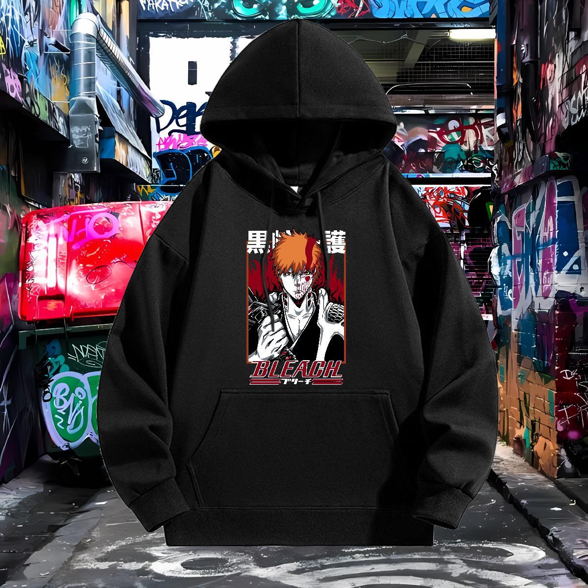 Casual New Unisex Sweatshirts Drawstring Long Sleeve Classic Hoodie Pullover DIY Tops Hoodie Anime Printing Street Cotton 350g