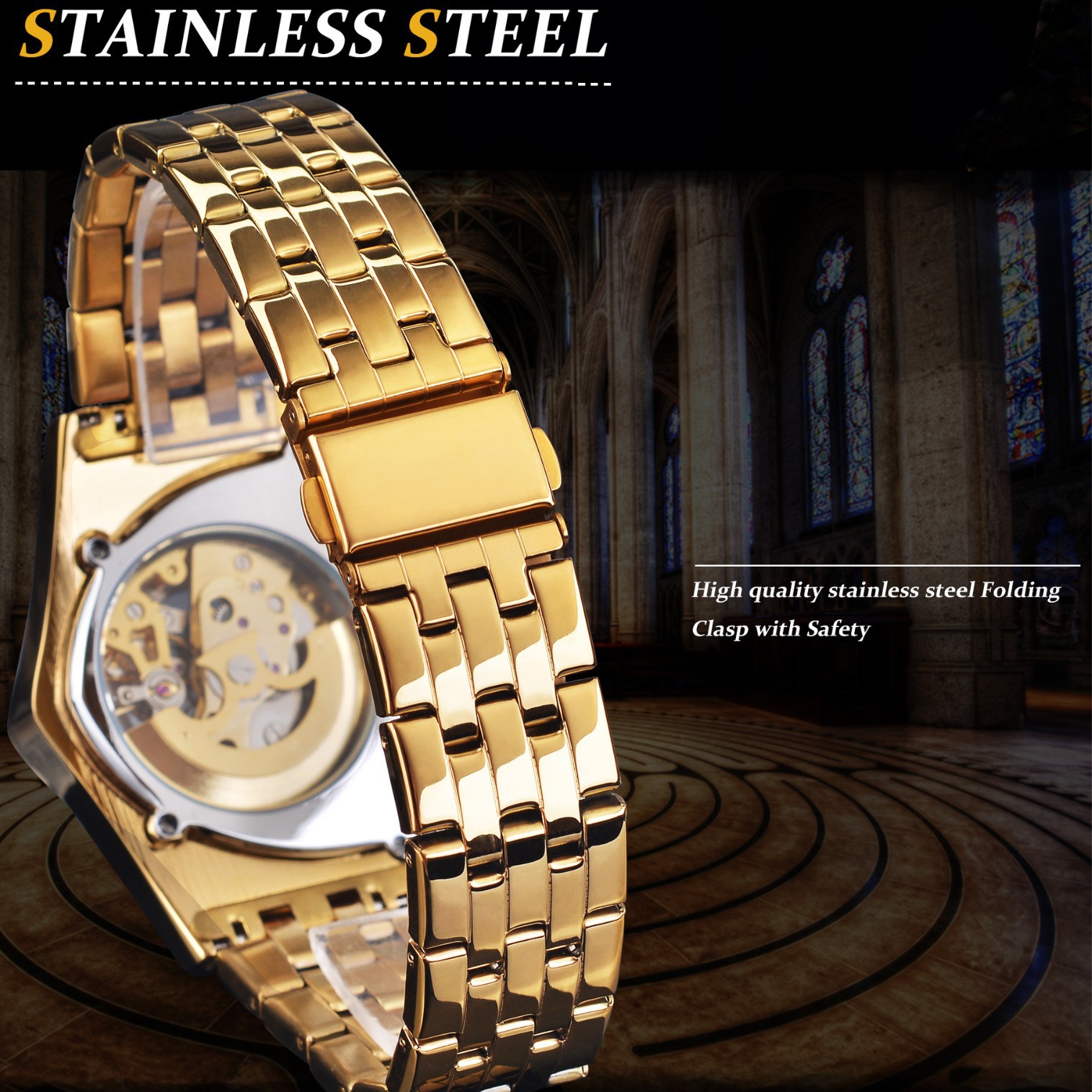 Men's Fashion Casual Skeleton Watch Automatic Mechanical Watch Mineral Strengthened Glass Mirror Diamond Shape Dial Diameter 43*36mm Stainless St