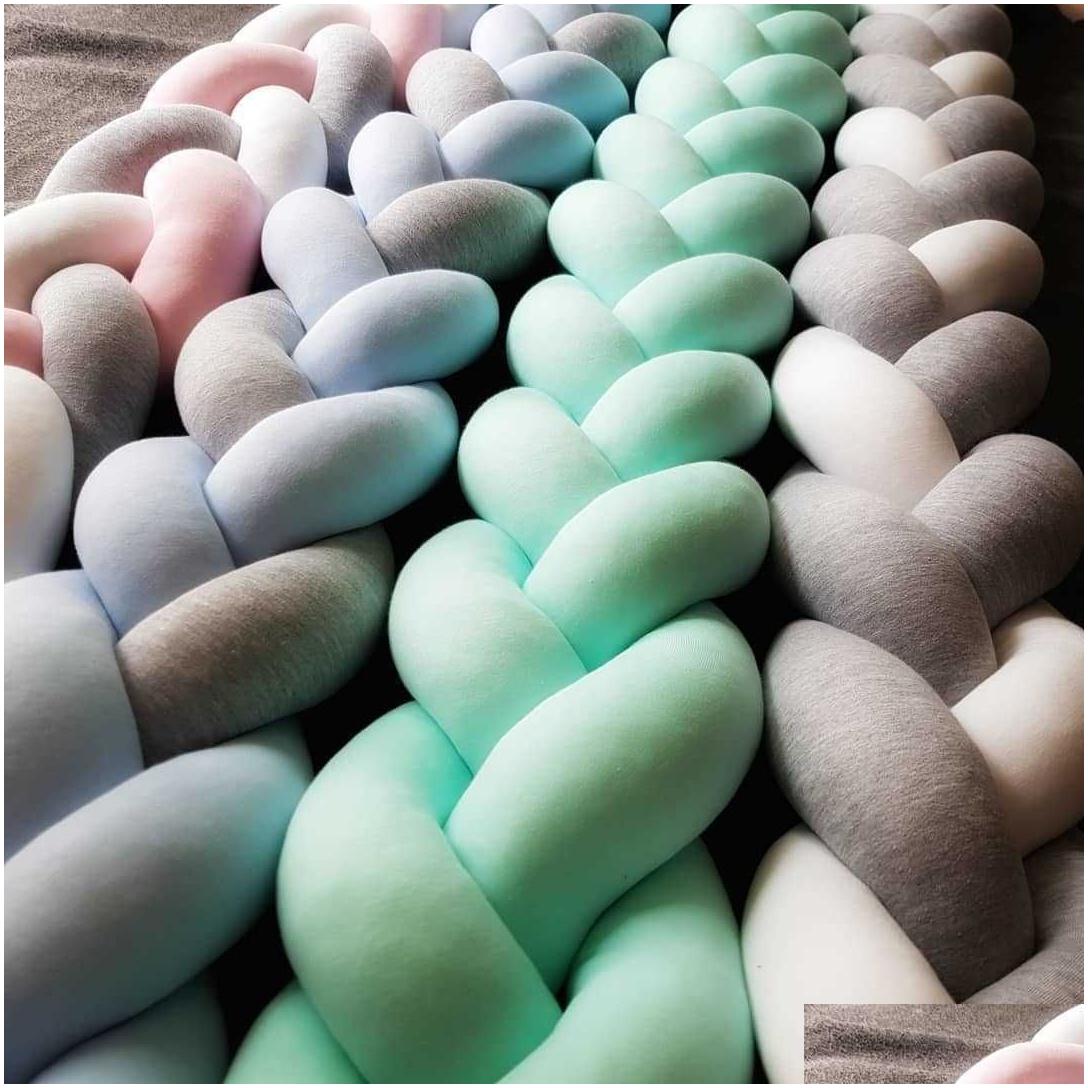 Bed Rails 3 Meter Braid Knot Pillow Cushion For Infant Crib Protector Tour De Lit Bebe Tresse Room Decor 211025 Drop Deliv Othgy 240925