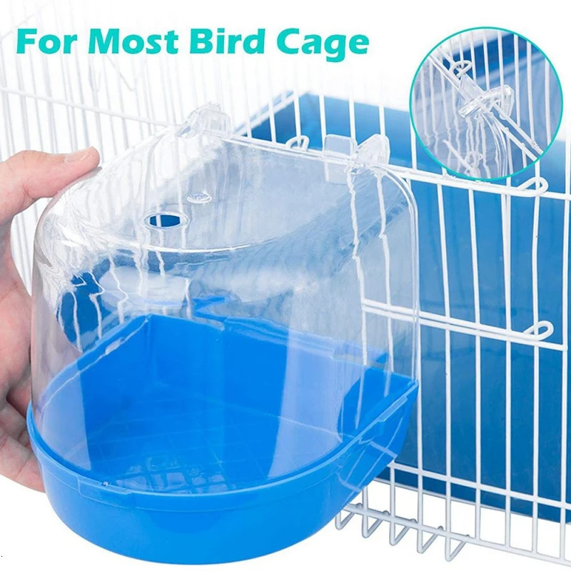 Pet Bird Bath Box Parrot Bathing Tub Cage Accessories Bathtub Clean Transparent Convenient Bathroom 241114