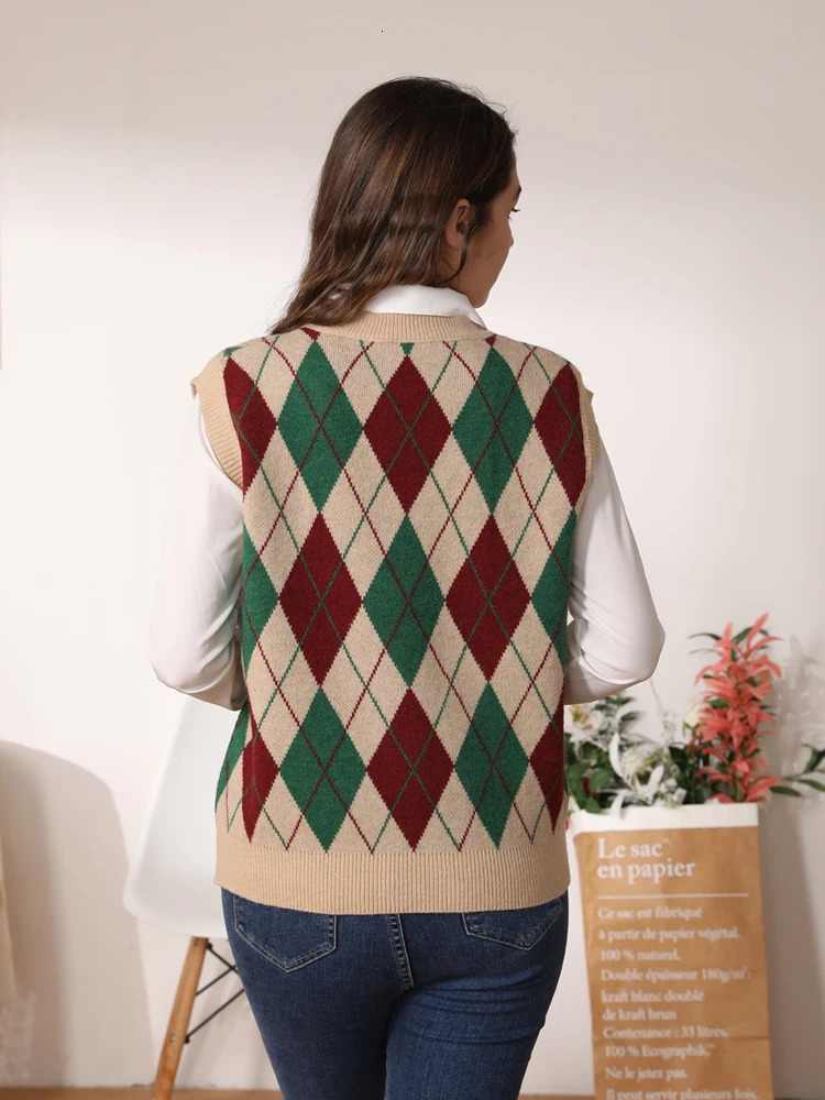 Womens vest preparatory style zipper style womens clothing sweater aesthetic sweater top womens warm Korean apron knitted womens clothing 241111