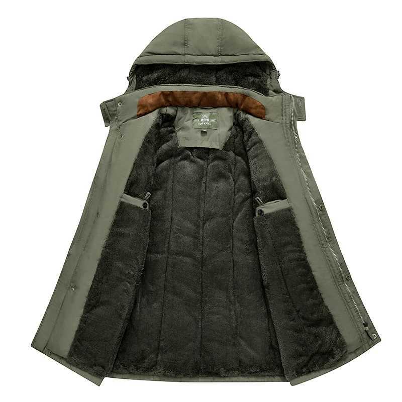 Winter new mens wool warm windproof Parkas mens fashionable hooded military jacket large size 6XL high-quality mens jacket W241116