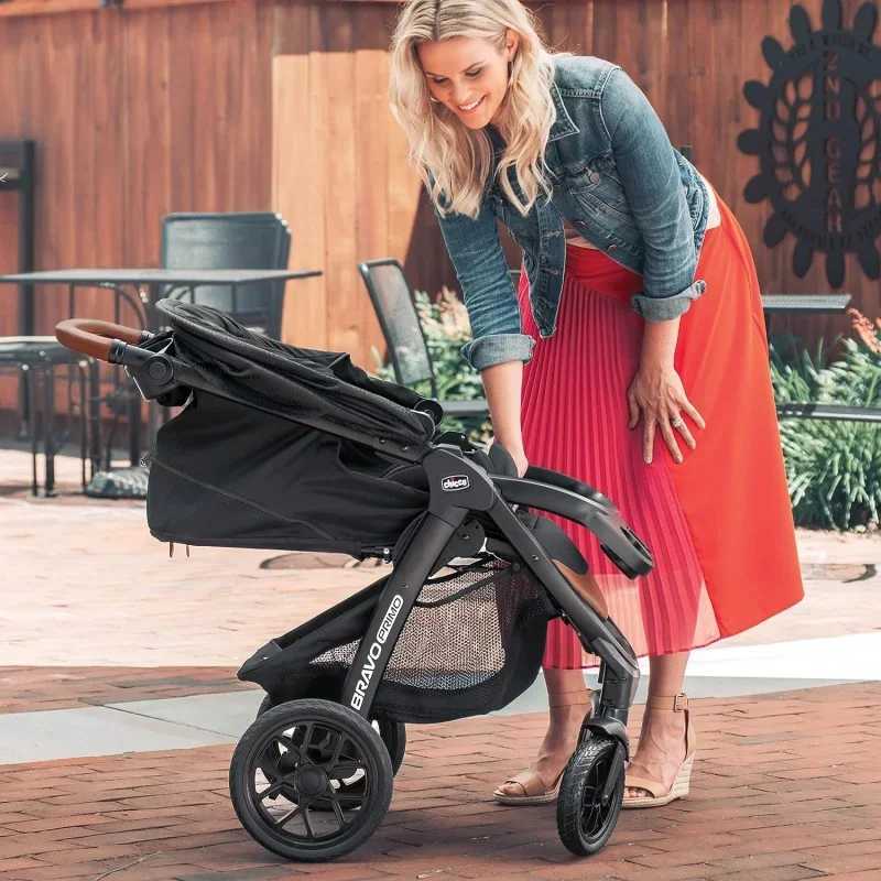 Strollers# Bravo Primo Trio travel system a fast folding wagon with Chicco KeyFit 35 zipper expanding the use of stroller seats and wagon combinations