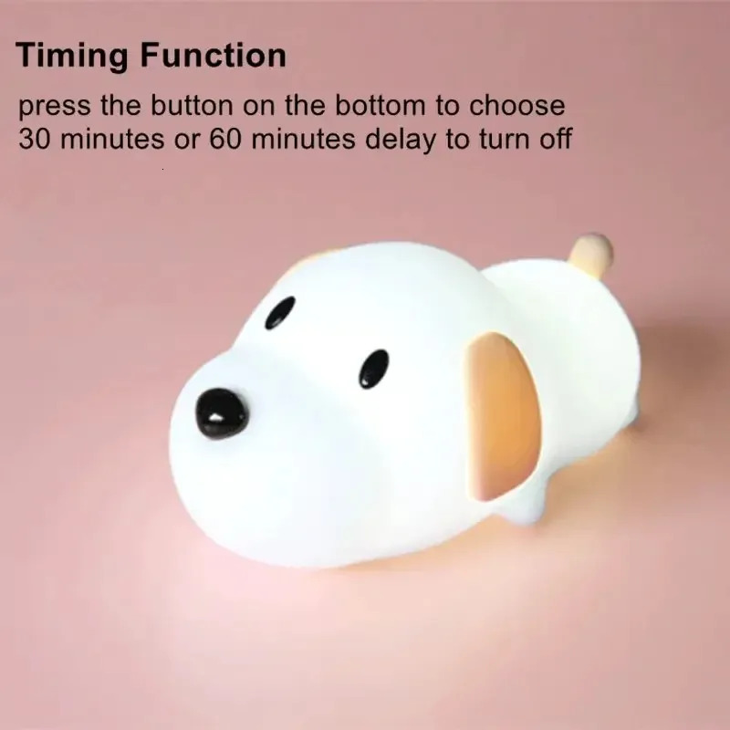 LED Papa Puppy Night Light Animal Lamp Touch Sensor Dog Night Lamp Children Kid Bedside Bedroom Decor Birthday Gifts 241115