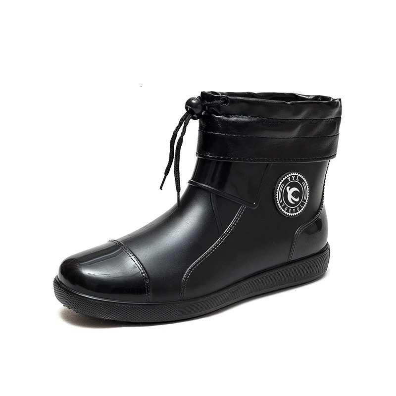 Rain boots mens nonslip rain boots large size velvet warm rubber shoes short outdoor fishing waterproof shoes for men and women 241115