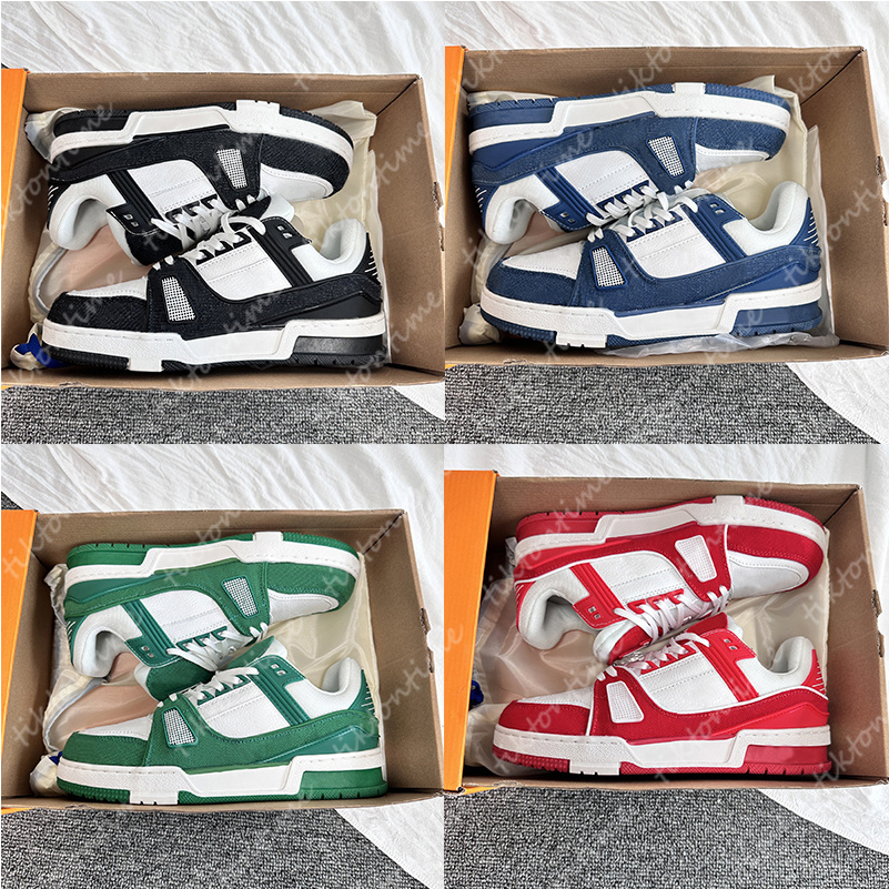 Designer shoes Embossed Trainer Sneaker white black sky blue green denim pink red luxurys shoe Virgil mens casual Platform sneakers trainers