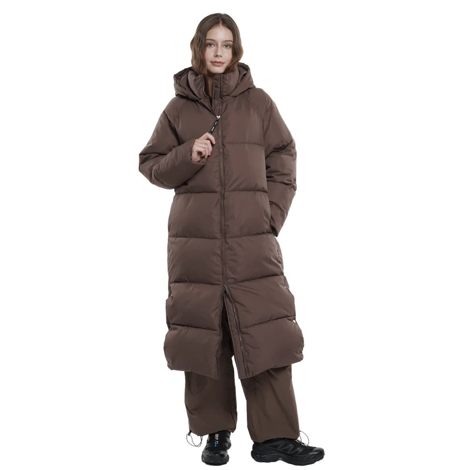 Womens Extra Long Puffer Jacket Doubleopen Zip Hooded Winter Coat Splashproof Water Repellent Windproof Stainresistant 241115
