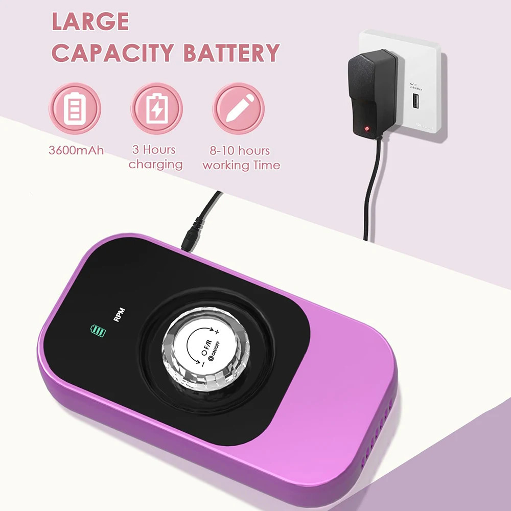 40000RPM Nail Drill Machine Electric Portable Nail File Rechargeable Nail Sander With Base for Gel Nails Polishing Home Manicure 241115