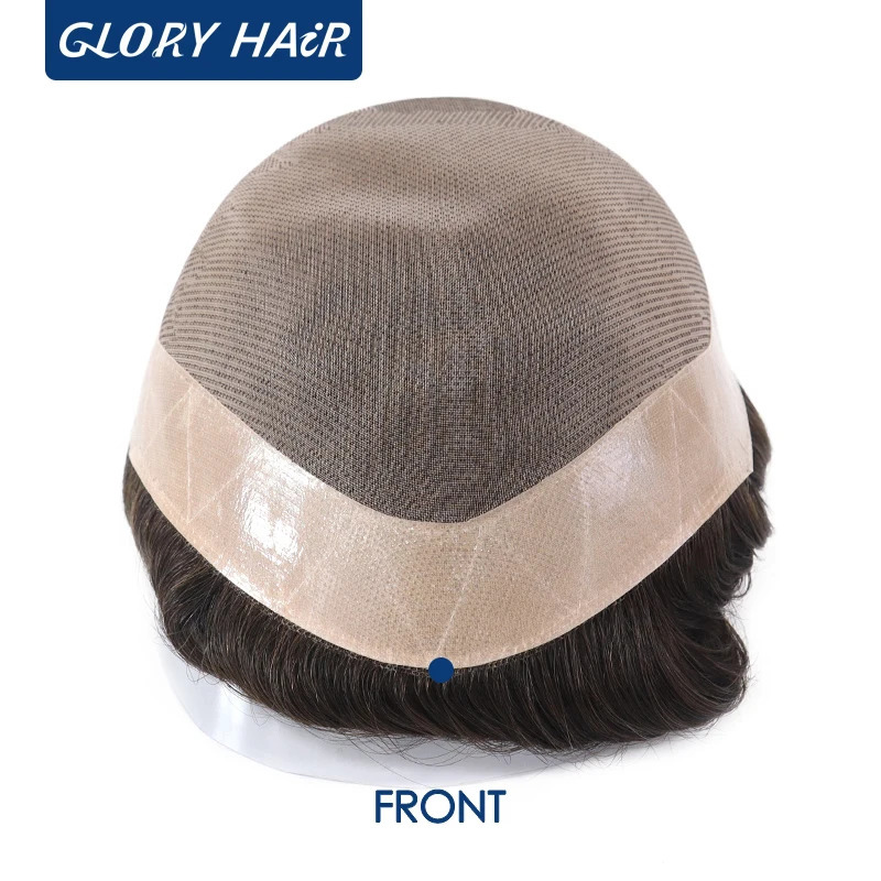 GLORYHAIR -Fine Mono DMC 5 Inches Mens Capillary Prosthesis Durable Human Hair Men Toupee Wig for Men Wig 241115