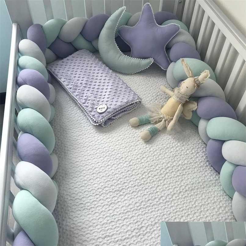 Bed Rails 3 Meter Braid Knot Pillow Cushion For Infant Crib Protector Tour De Lit Bebe Tresse Room Decor 211025 Drop Deliv Othgy 240925