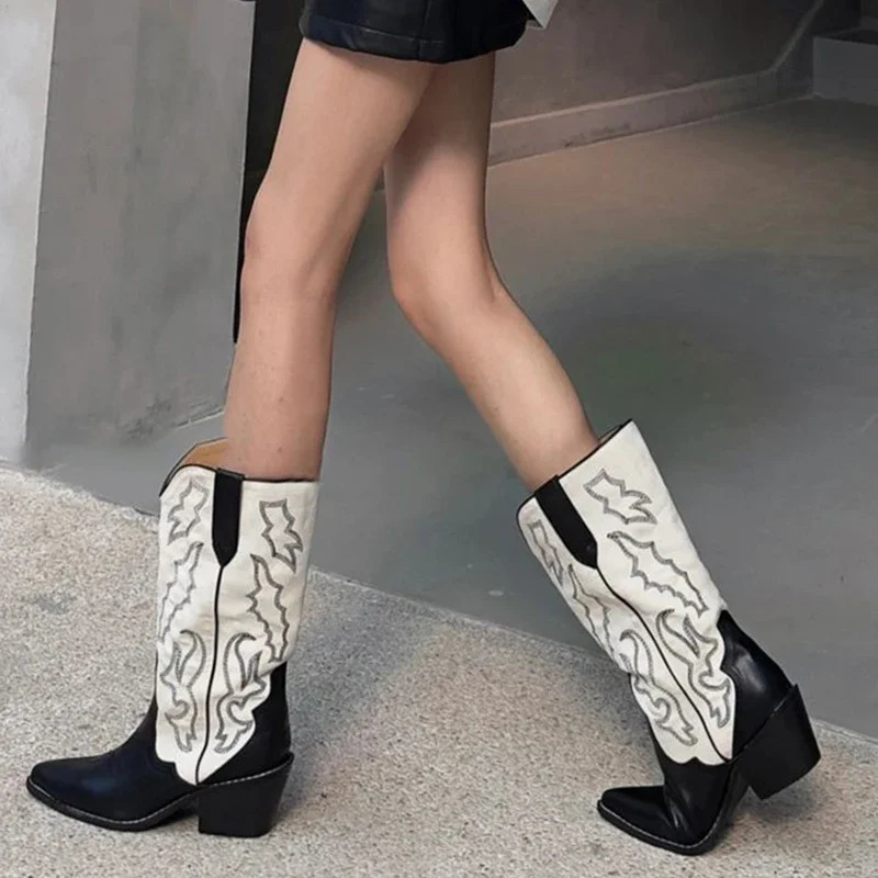 er Autumn Gladiator Womens Knee High Heels Fashion Embroidered Thick High Heels Womens Outdoor Boots 241115