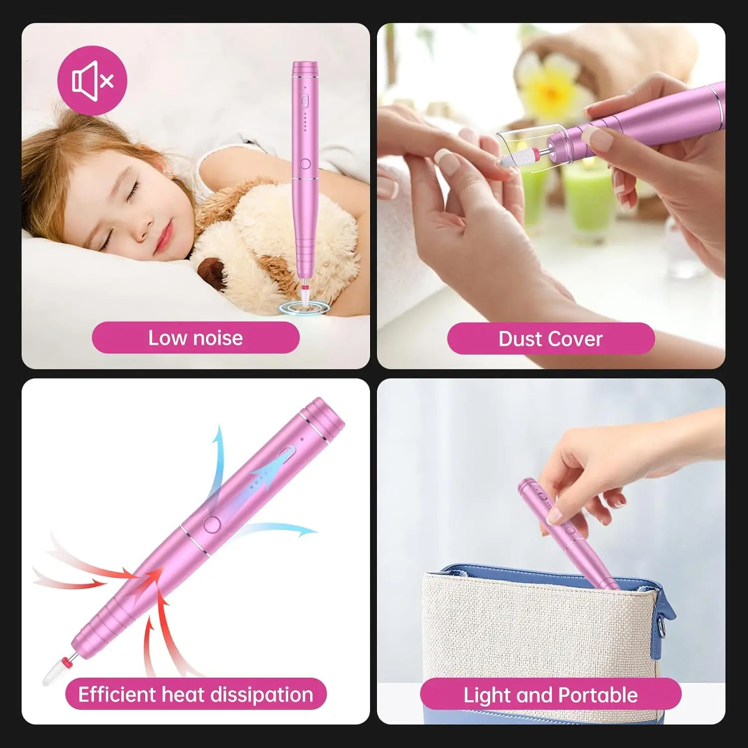 Portable Electric Nail File kit Electric Nail File Gift for Women 25000 RPM Adjustable Speed Electric Manicure and Pedicure 241115