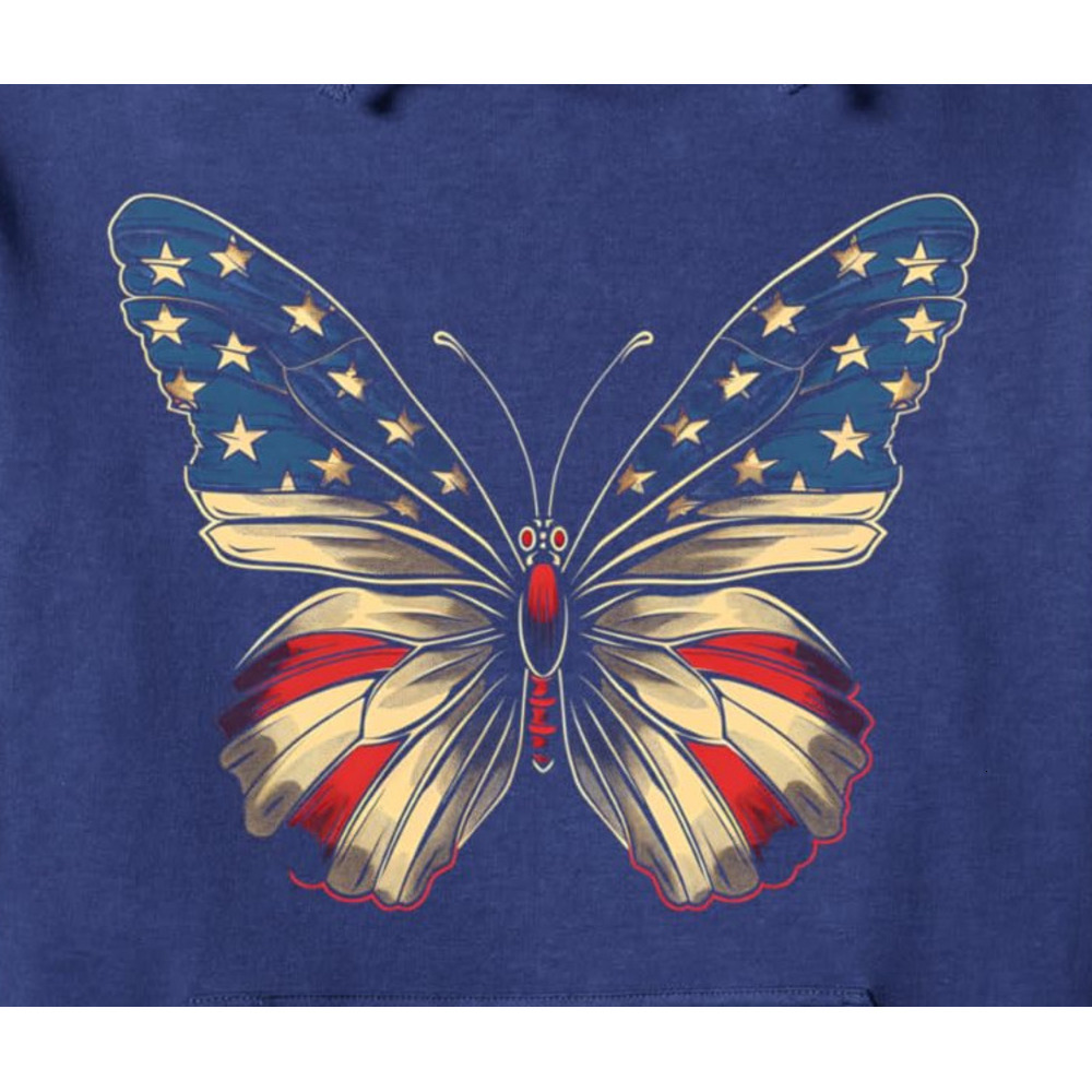 Hoodie for Mens Womens American Flag Butterfly USA Pride Patriotic Stripes Pullover Hoodie Graphic Hoodies sweatshirt