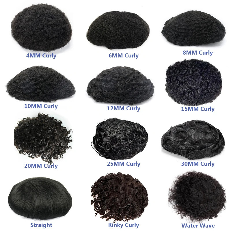 QHP Men Capillary Prosthesis Fine Mono Npu Toupee Straight Curly Human Hair Wig Man Durable Natural Hair Replacement Systems 241115