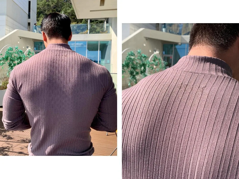 Trendy striped solid color fitness long sleeved mens running training elastic quick drying sports Tshirt with tight base 241115