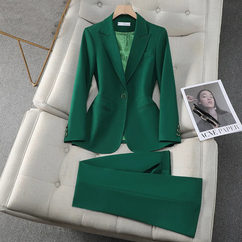 Wine Red Suits Womens Autumn High End Fashion Tempering Business Slim Blazer and Pants Sets Office Work Clothes 241115