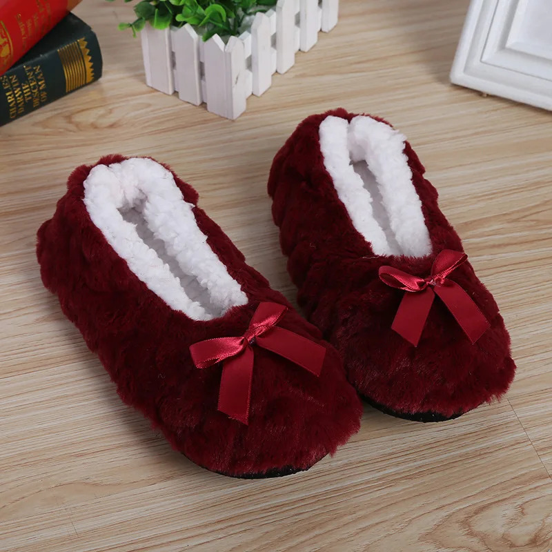 Mntrerm Cute 2023 Indoor Home Slippers Warm Soft Plush Slippers Nonslip Indoor Fur Slippers Solid Color Cute Women Shoes 241115