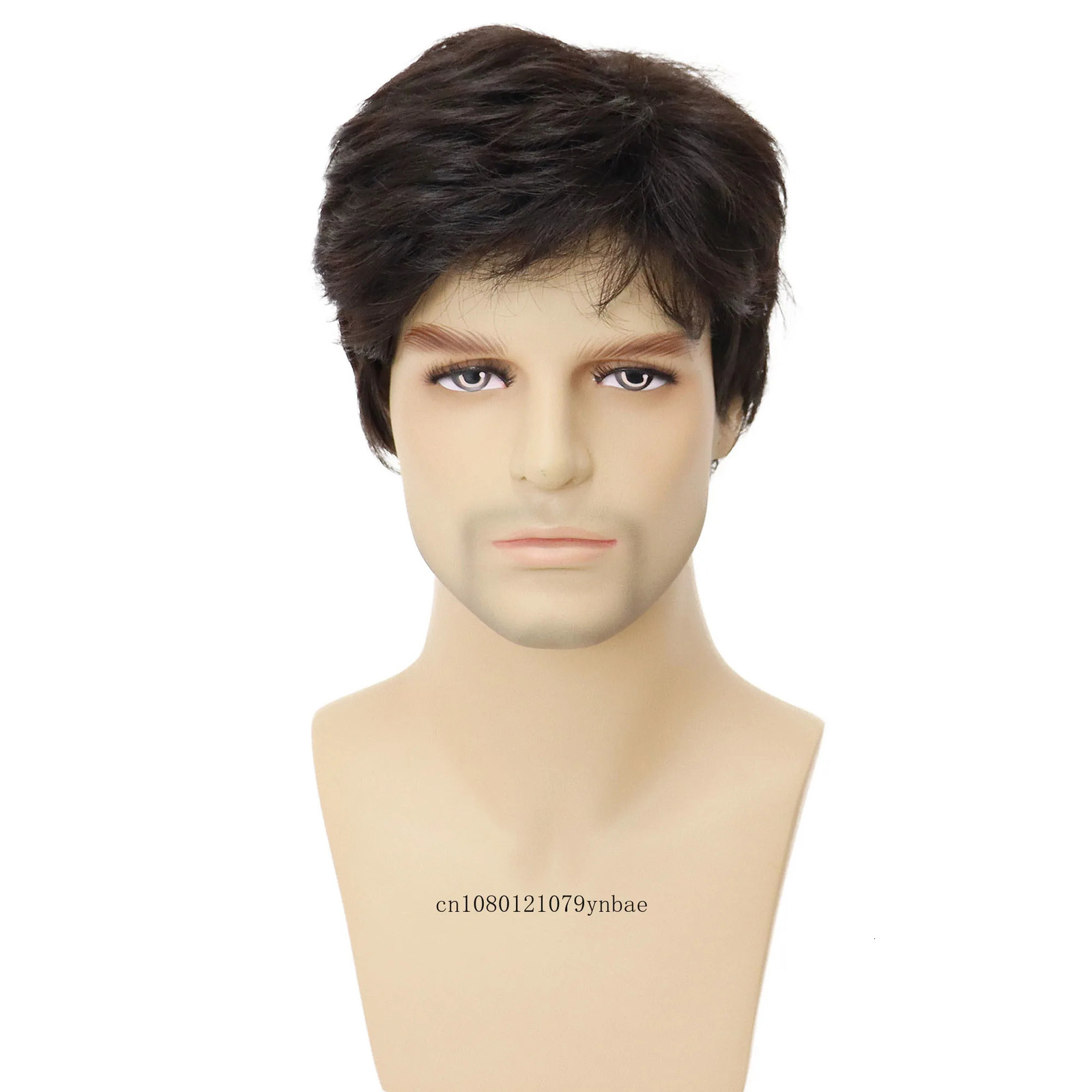 Men Dark Brown Wig Synthetic Short Straight Wigs with Bangs Businessman Hairstyles Male Cosplay Daddy Wig Gifts Daily Costume 241115