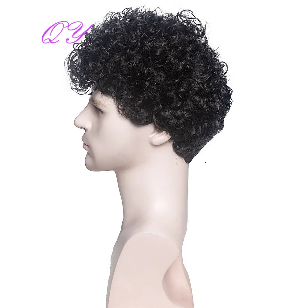 Synthetic Man Wigs Black Short Curly For Men Wigs With High Temperature Fiber Daily Wear Curl Fashion Hairstyle Male Wig 241115