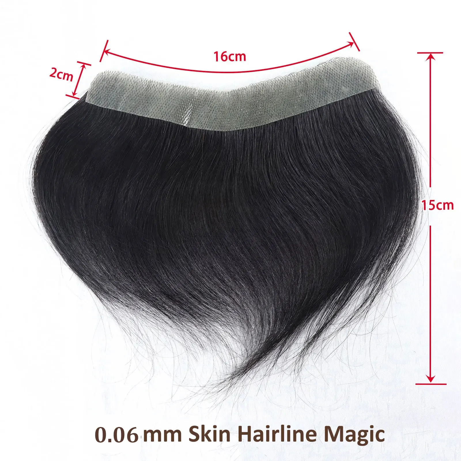 0.06mm Full PU Human Hair Toupee Men Forehead Hairpiece Patch Invisible Seamless Ultra Thin Skin PU Mens Capillary Prosthesis 241115