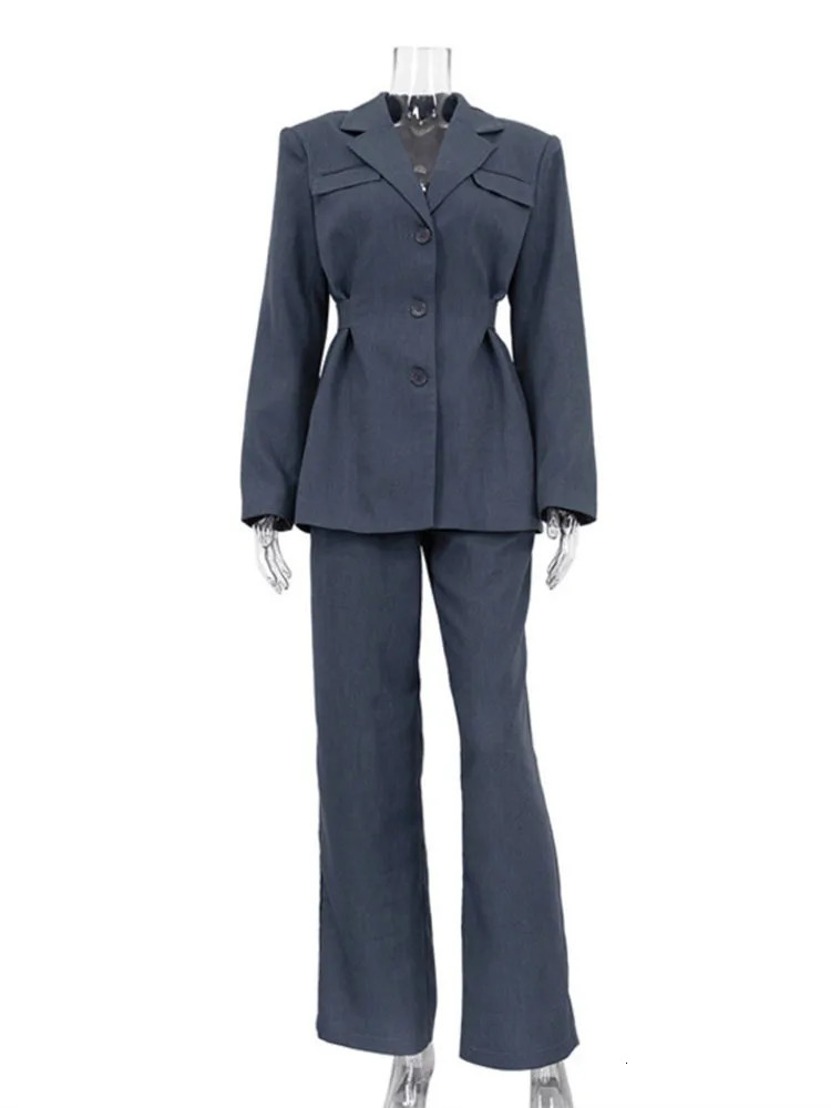 BZVW Office Womens Two Piece Set Collar Single Chest Waist Jacket and Cassel Pants Autumn 25A8967 241115
