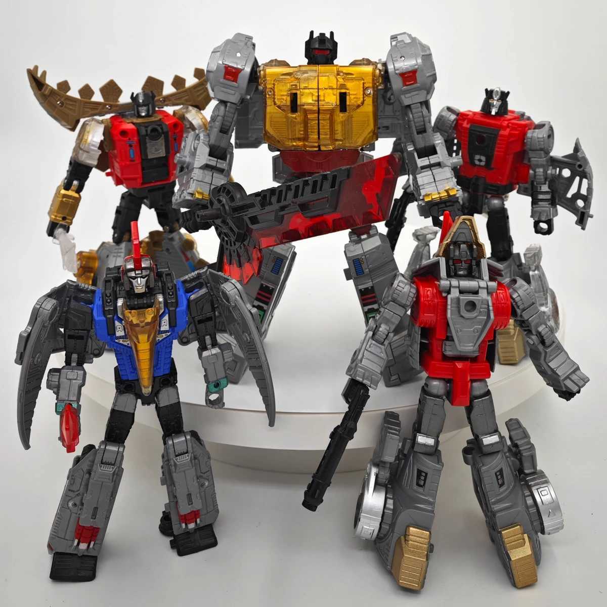 5IN1 BPF ABS model conversion G1 robot toy dinosaur volcano hemlock Flat noodles mud Swoop Flat noodles dinosaur robot action diagram X241115