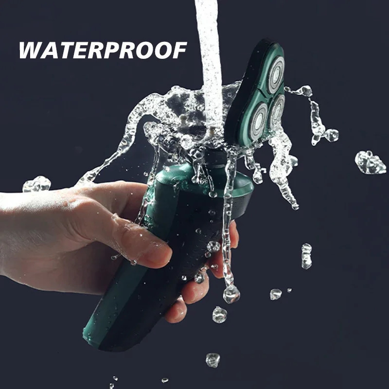 Green Smart Electric Shaver LCD Digital Display Three-head Floating Razor USB Rechargeable Washing Multi-function Beard Knife 241115