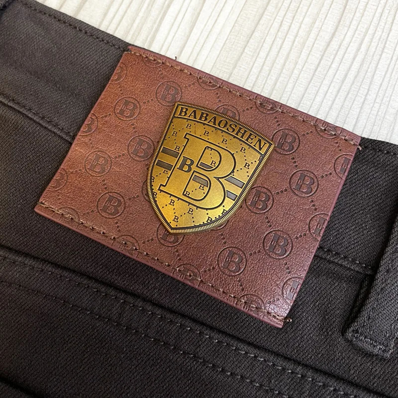 Mens coffee colored jeans simple and fashionable highend slim fit suitable for casual trendy business pants with small feet 241115