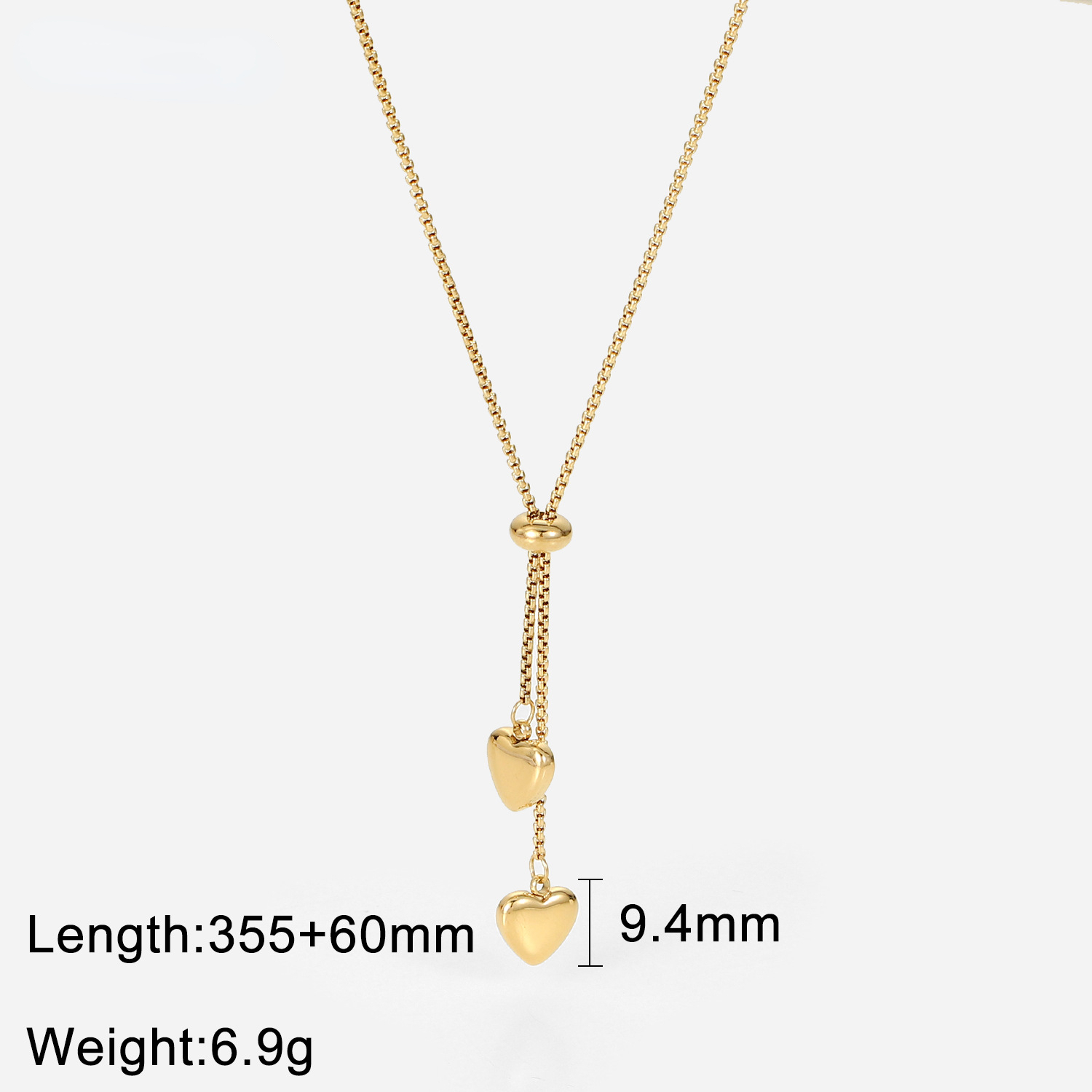 Designer Trendy Titanium Steel Necklace for Women Plated with 14K Gold Y-shaped Rope Chain Two Love Pendant Necklaces Free Shipping Wholesale