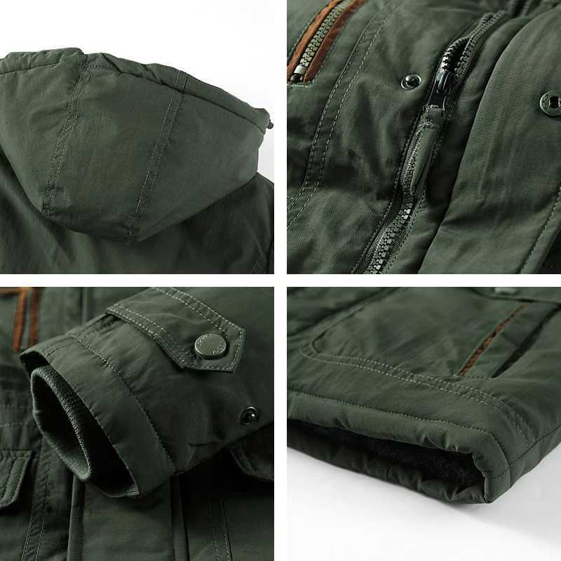 Winter new mens wool warm windproof Parkas mens fashionable hooded military jacket large size 6XL high-quality mens jacket W241116