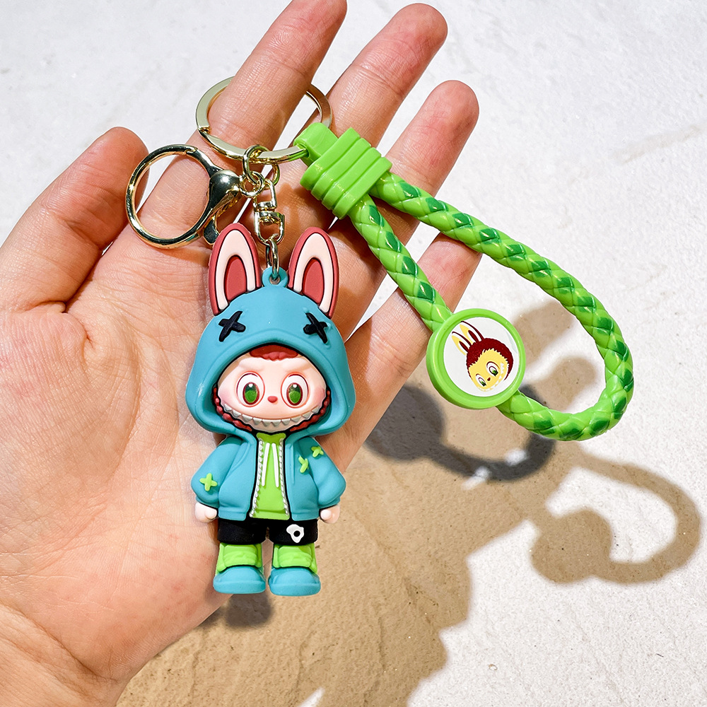 Cute Key Chain Anime Labubu Car Keychain for Bag Charms Doll Keyring Men Women Jewelry Wholesale